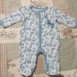 Charming Blue Dinosaur Footie Pajamas